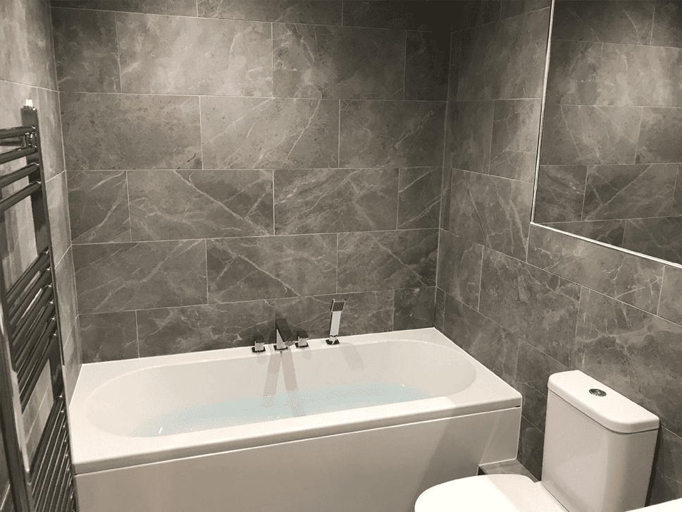 Grey Bathroom With Bath