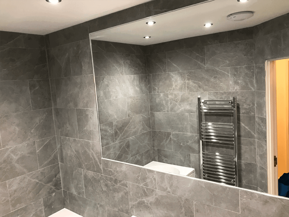 Grey Bathroom With Mirror
